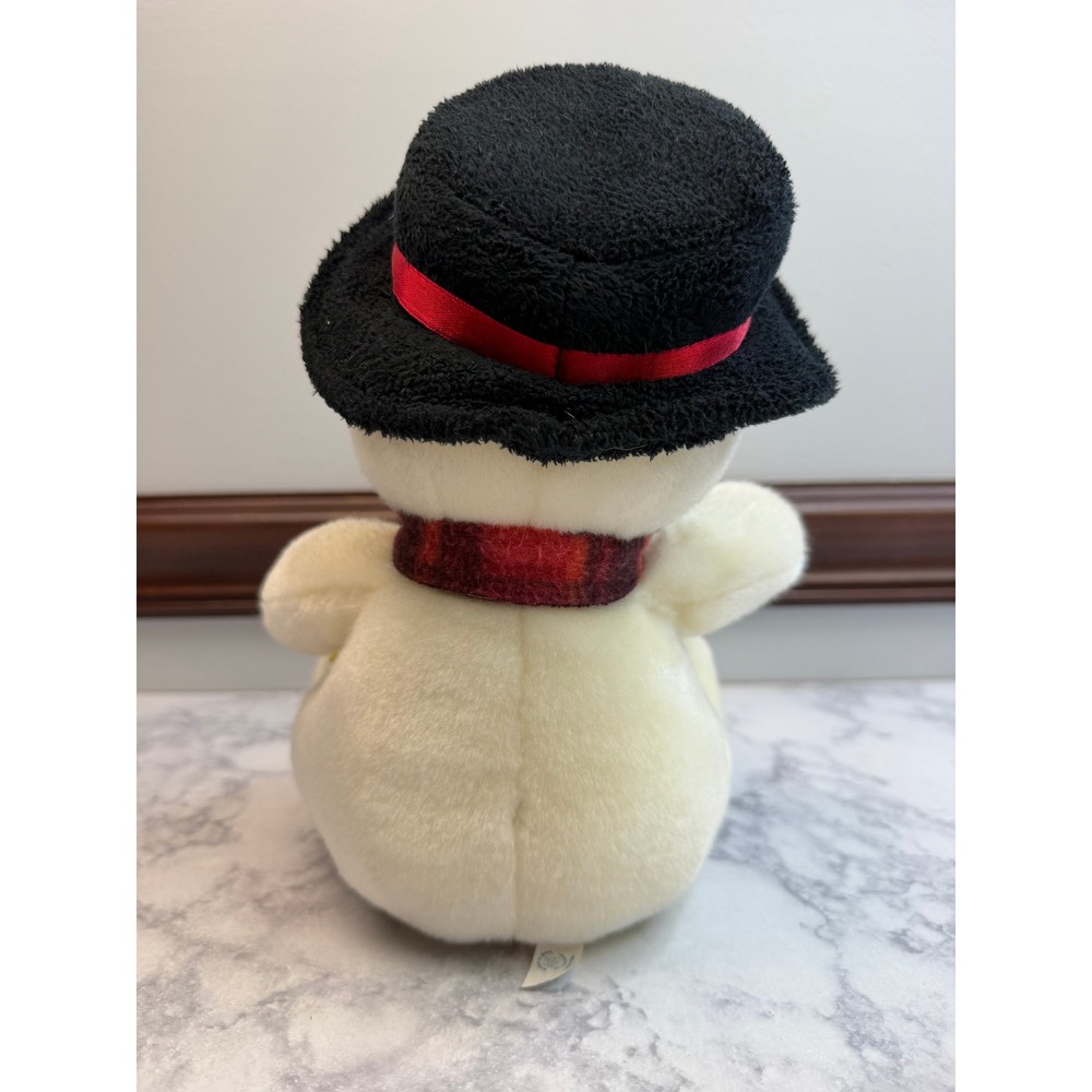 Build a Bear Holiday Pals Snowman Plush Black Top Hat Red Plaid Scarf 8.5 Inch - Picture 7 of 12